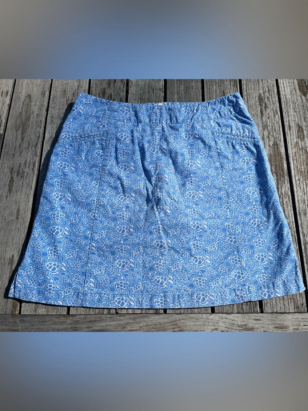 VINYARD VINES. SIZE 6. COTTON SKORT/SWIMMING TURTLES! PERIWINKLE BLUE/WHITE